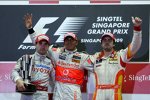 Timo Glock (Toyota), Lewis Hamilton (McLaren-Mercedes) und Fernando Alonso (Renault) 