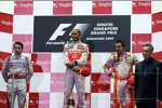 Timo Glock (Toyota), Lewis Hamilton (McLaren-Mercedes) und Fernando Alonso (Renault)