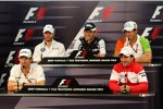 Oben: Nick Heidfeld (BMW Sauber F1 Team), Kazuki Nakajima (Williams) und Adrian Sutil (Force India); unten: Jenson Button (Brawn) und Timo Glock (Toyota) 