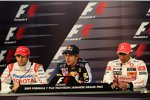 Jarno Trulli (Toyota), Sebastian Vettel (Red Bull) und Lewis Hamilton (McLaren-Mercedes)