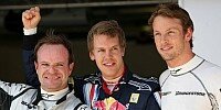 Rubens Barrichello, Sebastian Vettel und Jenson Button