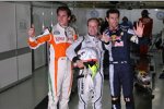 Adrian Sutil (Force India), Rubens Barrichello (Brawn) und Mark Webber (Red Bull) 