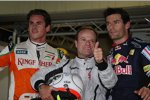 Adrian Sutil (Force India), Rubens Barrichello (Brawn) und Mark Webber (Red Bull) 