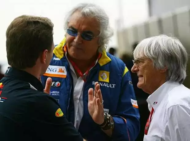 Christian Horner, Flavio Briatore und Bernie Ecclestone Titel-Bild zur News: Christian Horner, Flavio Briatore und Bernie Ecclestone