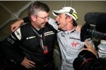 Ross Brawn (Teamchef) und Jenson Button (Brawn) 