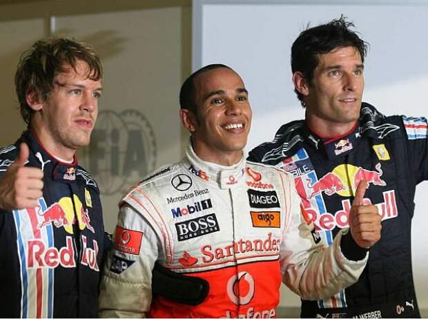 Titel-Bild zur News: Sebastian Vettel, Lewis Hamilton und Mark Webber