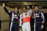 Sebastian Vettel (Red Bull), Lewis Hamilton (McLaren-Mercedes) und Mark Webber (Red Bull)