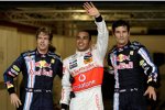 Sebastian Vettel (Red Bull), Lewis Hamilton (McLaren-Mercedes) und Mark Webber (Red Bull)