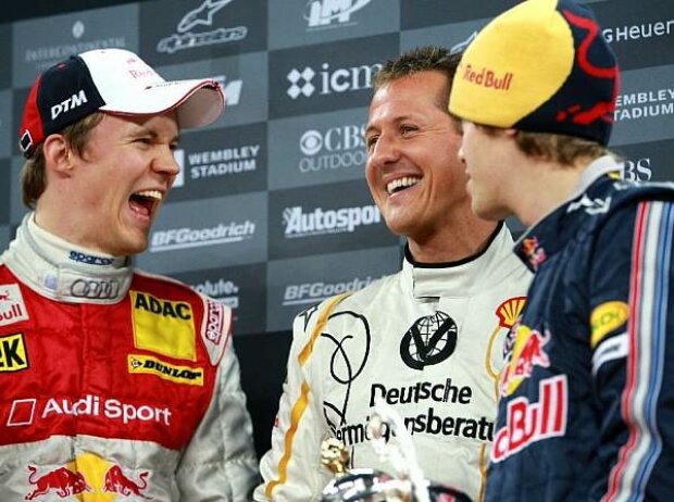 Titel-Bild zur News: Michael Schumacher, Sebastian Vettel, Mattias Ekström
