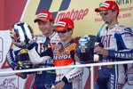 Valentino Rossi (Yamaha), Daniel Pedrosa (Honda) und Jorge Lorenzo (Yamaha)