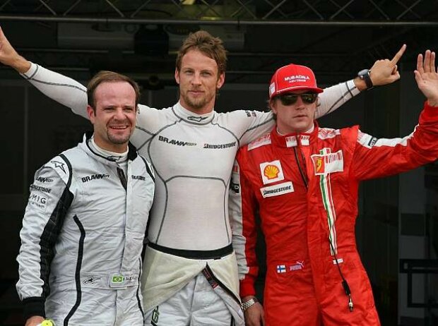 Rubens Barrichello, Jenson Button und Kimi Räikkönen