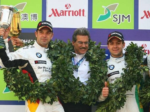 Titel-Bild zur News: Mario Theissen (BMW Motorsport Direktor), Augusto Farfus, Jörg Müller