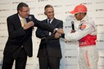 TAG-Heuer-Präsident Jean-Christophe Babin, Martin Whitmarsh und Lewis Hamilton