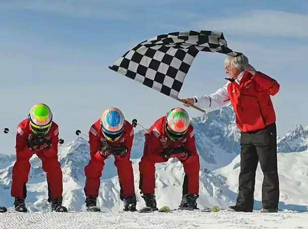 Titel-Bild zur News: Felipe Massa, Fernando Alonso, Giancarlo Fisichella und Bernie Ecclestone