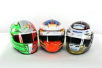 Die Helme von  Vitantonio Liuzzi (Force India), Paul di Resta (Force India) und Adrian Sutil (Force India)