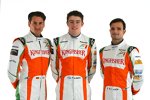 Adrian Sutil (Force India), Paul di Resta (Force India, und Vitantonio Liuzzi (Force India) 