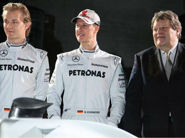 Nico Rosberg, Michael Schumacher und Norbert Haug