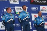 Robert Huff, Yvan Muller und Alain Menu (Chevrolet)