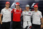 Weltmeister unter sich: Jenson Button, Fernando Alonso, Michael Schumacher und Lewis Hamilton