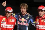 Felipe Massa (Ferrari), Sebastian Vettel (Red Bull) und Fernando Alonso (Ferrari) 