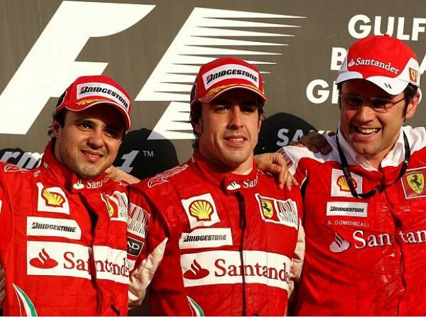 Titel-Bild zur News: Felipe Massa, Fernando Alonso, Stefano Domenicali (Teamchef)
