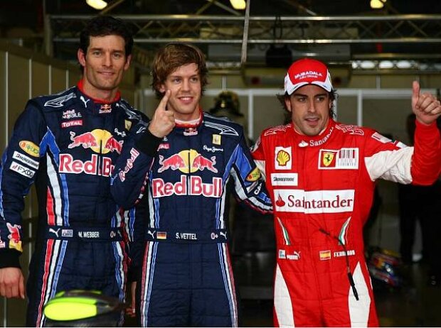 Titel-Bild zur News: Mark Webber, Sebastian Vettel und Fernando Alonso