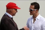 Niki Lauda und Michael Schumacher (Mercedes) 