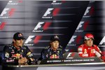 Mark Webber (Red Bull), Sebastian Vettel (Red Bull) und Fernando Alonso (Ferrari) 