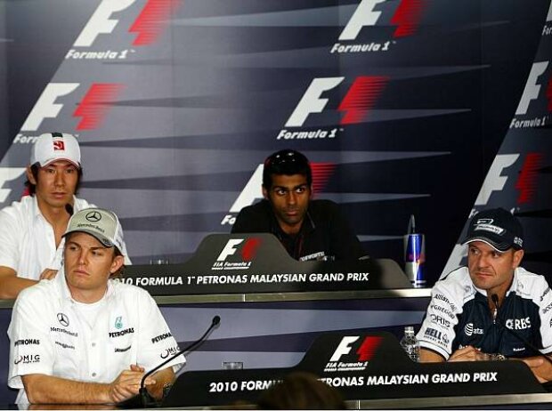 Titel-Bild zur News: Kamui Kobayashi, Nico Rosberg, Rubens Barrichello, Karun Chandhok