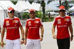 Giancarlo Fisichella (Ferrari), Felipe Massa (Ferrari) und Fernando Alonso (Ferrari) 