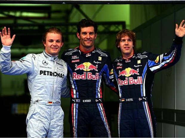 Titel-Bild zur News: Nico Rosberg, Mark Webber und Sebastian Vettel