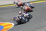 Leon Haslam (Alstare), Troy Corser (BMW), Max Biaggi (Aprilia), James Toseland (Yamaha) und Leon Camier (Aprilia)