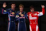 Mark Webber (Red Bull), Sebastian Vettel (Red Bull) und Fernando Alonso (Ferrari) 