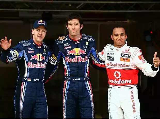 Sebastian Vettel, Mark Webber und Lewis Hamilton Titel-Bild zur News: Sebastian Vettel, Mark Webber und Lewis Hamilton