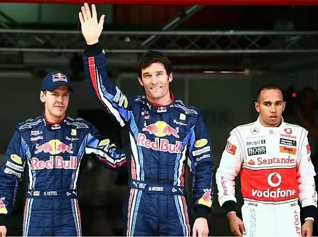 Lewis Hamilton, Mark Webber, Sebastian Vettel Titel-Bild zur News: Lewis Hamilton, Mark Webber, Sebastian Vettel