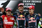 Fernando Alonso (Ferrari), Mark Webber (Red Bull) und Sebastian Vettel (Red Bull) 