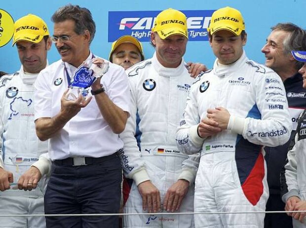 Titel-Bild zur News: Pedro Lamy, Uwe Alzen, Augusto Farfus, Mario Theissen (BMW Motorsport Direktor)