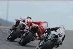 Randy de Puniet (LCR), Casey Stoner (Ducati) und Marco Melandri (Gresini)