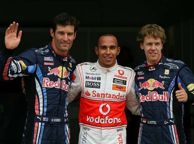 Titel-Bild zur News: Mark Webber, Lewis Hamilton und Sebastian Vettel
