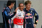 Mark Webber (Red Bull), Lewis Hamilton (McLaren) und Sebastian Vettel (Red Bull) 