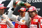 Jenson Button (McLaren), Lewis Hamilton (McLaren) und Fernando Alonso (Ferrari) 