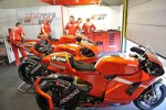 Die Ducati-Bikes in der Box von Assen