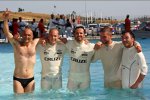 Poolparty nach Lauf zwei: Robert Huff (Chevrolet), Gabriele Tarquini (SR), Yvan Muller (Chevrolet), Darryl O'Young (Bamboo) und Fredy Barth (Sunred) 