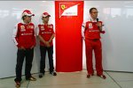 Fernando Alonso, Felipe Massa und Stefano Domenicali (Teamchef) 