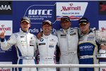 Andy Priaulx (BMW Team RBM), Gabriele Tarquini (SR), Colin Turkington (eBay Motors) und Norbert Michelisz (Zengõ) 
