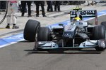 Nico Rosberg (Mercedes) verliert ein Rad