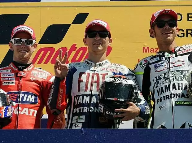 Casey Stoner, Jorge Lorenzo, Valentino Rossi Titel-Bild zur News: Casey Stoner, Jorge Lorenzo, Valentino Rossi