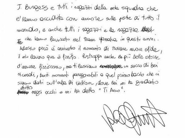 Yamaha, Abschied, Brief, Valentino Rossi Yamaha, Abschied, Brief, Valentino Rossi