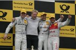 Paul di Resta, Gary Paffett (HWA-Mercedes) und Timo Scheider (Abt-Audi) 