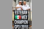 Erster GP3-Champion Esteban Gutierrez (ART) und Peter Sauber (Teamchef) 
